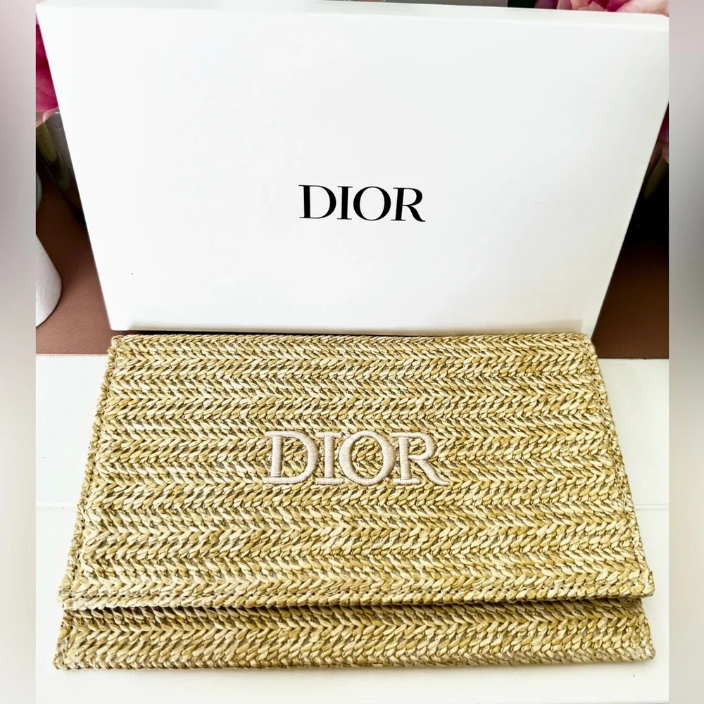 Dior Raffia Cosmetic Bag / Clutch